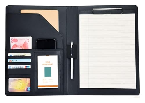 Konferenz-Portfolio-Ordner-Brieftaschen, Ordner Professioneller Lebenslauf-Ordner Mit Notizblock for Vorstellungsgespräche Besprechungstraining Männer Frauen W/Notizblock-kompatibel(Black) von MEMEM