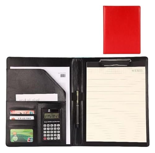 Konferenz-Portfolio-Ordner-Geldbörsen, Lederordner mit Klemmbrett-Clip for Männer, Vorstellungsgespräche, Schule, Büro, Visitenkarten, Notizbücher, Lebensläufe, Dokumente(Red) von MEMEM