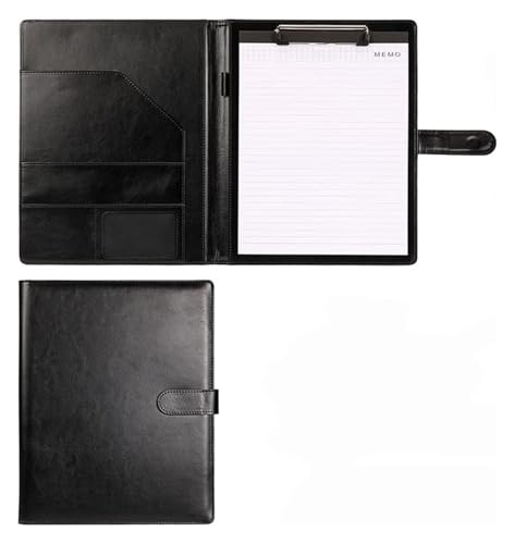 Konferenz-Portfolio-Ordner-Hüllen, A4-Klemmbrett-Geschäftsdatei-Ordner Interview-Lebenslauf-Dokumentenspeicher-Organizer for Meetings und Interviews(Black) von MEMEM