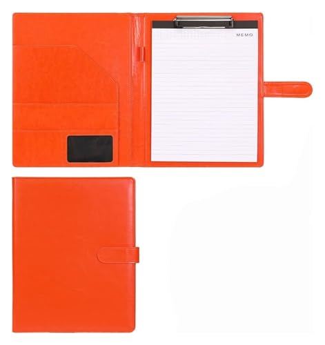 Konferenz-Portfolio-Ordner-Hüllen, A4-Klemmbrett-Geschäftsdatei-Ordner Interview-Lebenslauf-Dokumentenspeicher-Organizer for Meetings und Interviews(Orange) von MEMEM