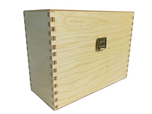 MEMO: Karteikarten Box A5 aus Holz - Hochwertiger Karteikasten für Schulsachen, Schreibwaren, Moderationskarten, Lernkarten - Büro Gadgets Karteikartenbox - Quer und UV-Lackiert von MEMO