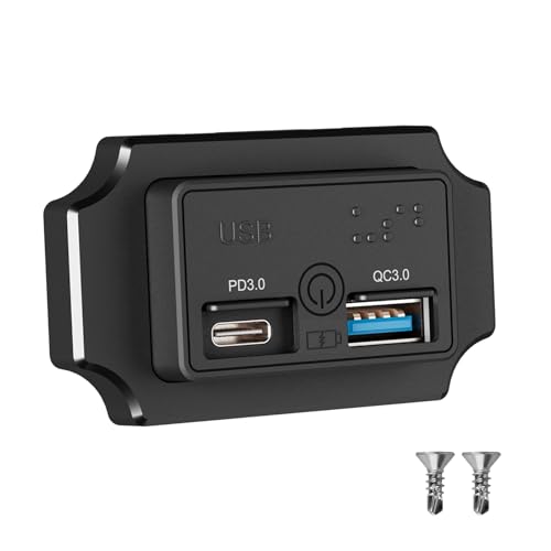 12V USB Steckdose Auto,Dual QC3.0 USB Ladebuchse Steckdose Auto Ladegerät Schnellladesteckdose Wasserdicht mit Schalter für kfz Wohnmobil Boot (1 PCS) von MENAYODA