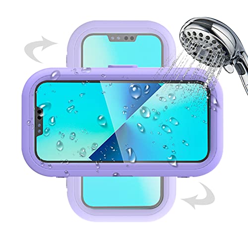 Dusch Handy Ständer, 360° Drehbar Handyhalterung Wasserdichter, Touchscreen für Badezimmer Shower Case Dusch Telefonhülle für Dusch Telefonhülle für Handys unter 7 Zoll für Badewanne, Küche (Purple) von MENAYODA