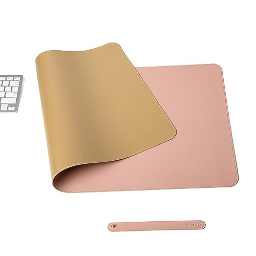 MENAYODA Schreibtischunterlage Leder | 80X40cm | Mauspad Groß | Rutschfester Desk Mat | Office-Desktopschutz | Rutschfeste Schreibtischmatte für Büro und Zuhause (Rosa+Gold, 90x45cm) von MENAYODA