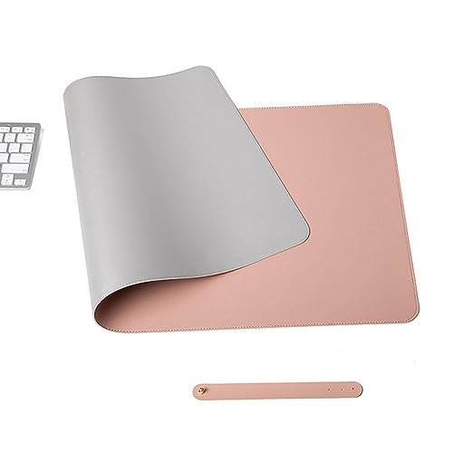 MENAYODA Schreibtischunterlage Leder | 80X40cm | Mauspad Groß | Rutschfester Desk Mat | Office-Desktopschutz | Rutschfeste Schreibtischmatte für Büro und Zuhause (Rosa+Silber, 80x40cm) von MENAYODA