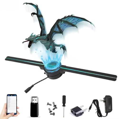 3D Hologram LED Fan Projector, Hologramm Cube, 16,5 in 2000x224 WiFi 3D Projektor mit 224 LED Leuchtperlen für Business Store Werbung 100 240V (EU-Stecker) von MENDUNER
