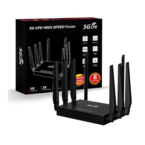 5G CPE Router Mit SIM Kartensteckplatz - Dualband WiFi6 1000 Mbit/s Gigabit Ethernet Netzwerk, 8 Antennen, 100-240 V (EU-Stecker) von MENDUNER