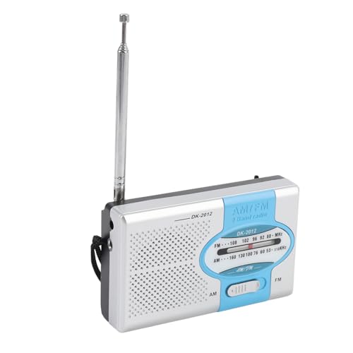 DK-2012 Pocket Radio AM, Tragbare Frequenzmodulation AM Transistor Radios mit Lautsprecher und 3,5 mm Kopfhörerbuchse, 2 AA Batterie (Nicht inbegriffen) (Silber Blau) von MENDUNER