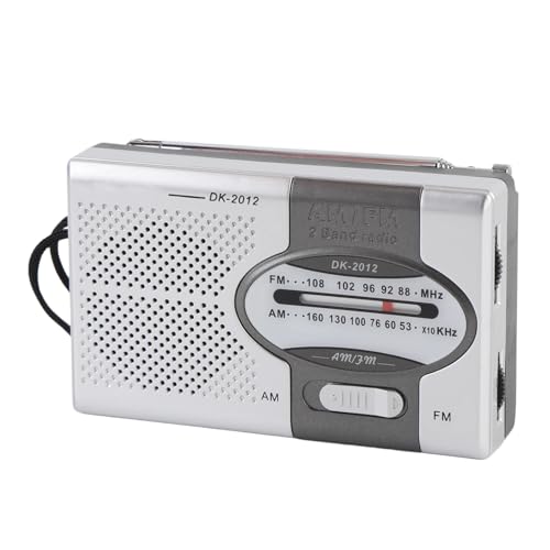 DK-2012 Pocket Radio AM, Tragbare Frequenzmodulation AM Transistor Radios mit Lautsprecher und 3,5 mm Kopfhörerbuchse, 2 AA Batterie (Nicht inbegriffen) (Silbergrau) von MENDUNER