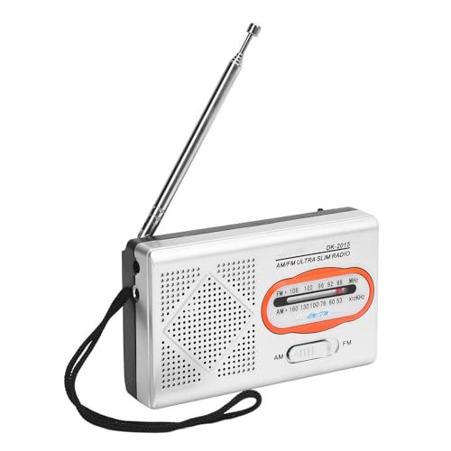 Pocket Radio AM FM, Tragbares Transistor Radio mit Lautes Lautsprecher, 2 AA Batterie (Nicht enthalten), Zum Joggen, Gehen, Grau von MENDUNER