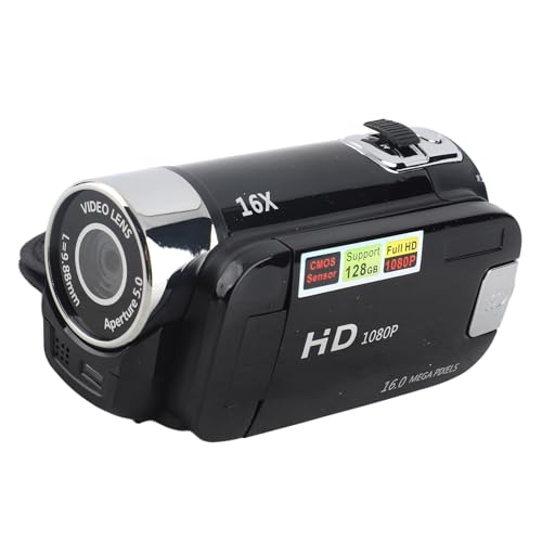 MENDUNER Tragbarer Digitaler Video Camcorder, Full HD 1080p, 16-facher Digitaler Zoom, 270 Grad Drehung, Videokamera (Schwarz) von MENDUNER