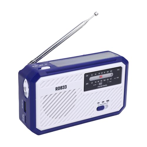 Tragbares Solarhand -Kurbel -Notio -Radio, Wind -Up -Radio Unterstützt AAA -Batterie, AM FM -Radios mit LED -hellem Taschenlampen, SOS (Blue) von MENDUNER