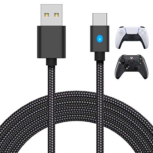 MENEEA 10FT/3M Ladekabel für PS5 Controller, Xbox Series X/S Switch Pro Controller and Telefon, Schnell-Ladekabel Nylon geflochten Typ-C Ports Ersatz mit LED-Anzeige,Nur Ladegerät von MENEEA