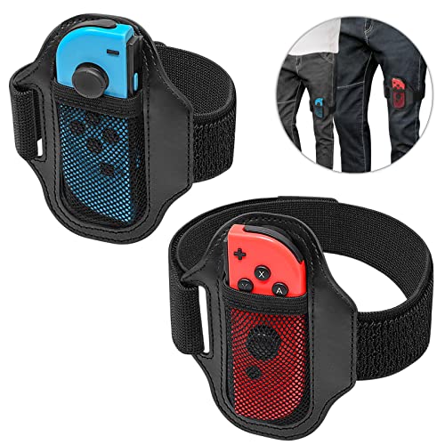 MENEEA Leg Strap Elastische Beingurt Kompatibel mit Nintendo Switch Ring Fit Adventure/Switch Sports/Switch OLED, Verstellbarer elastischer Gurt Kompatibel mit JoyCon Controller Spiele (2er-Pack) von MENEEA