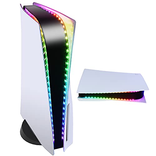 MENEEA RGB-Lichtstreifen für PS5 & PS5 Slim, USB LED-Lichtstreifen für PlaySation 5 & PS5 Slim Konsole mit IR-Fernbedienung, DIY Lampenstreifen Dekoration Zubehör Kit, einstellbare 7-Farben von MENEEA
