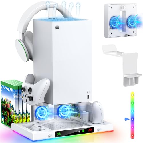 MENEEA Verbesserte Kühlventilator-Ladestation für Xbox Series X Konsole und Treiber Dual Ladestation und Kühlsystem-Halterung mit 15 bunten Lichtern für Xbox MENEEA Verbesserte Kühlventilator-Ladestation für Xbox Series X Konsole und Treiber Dual Ladestation und Kühlsystem-Halterung mit 15 bunten Lichtern für Xbox von MENEEA