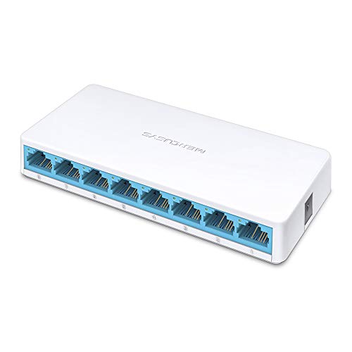 MERCUSYS MS108 8-Port Ethernet Netzwerk Switch 10/100 MBit/s, RJ-45 Anschlüsse LAN Switch, Lug-und-Play, Lüfterlose Ruhe, Automatische Geschwindigkeits- und Duplexanpassung, weiß von MERCUSYS