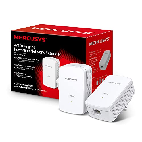 Mercusys AV1000 Gigabit Powerline Starter Kit, Data transfer speed Up To 1000 Mbps, Ideal for 4K streaming, online gaming and graphics-intensive applications No Configuration required (MP500 KIT) von MERCUSYS