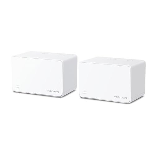 Mercusys Halo H3000X Mesh-WLAN-Set (2er-Pack), Wi-Fi 6 AX3000 Dualband-Router & Repeater, 3 × Gigabit-Anschlüsse pro Einheit, MU-MIMO, WPA3, Kindersicherung, empfohlen für Häuser mit 2–4 Schlafzimmern von MERCUSYS