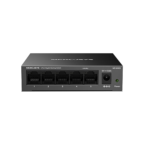 Mercusys MS105GS Gigabit-Switch mit 5 Ports, Robustes Metallgehäuse, Plug-and-Play, energiesparend von MERCUSYS