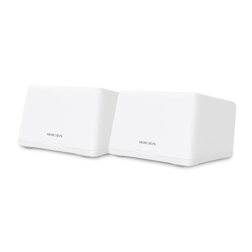 Mercusys Halo H47BE (2er-Pack) Wi-Fi 7 Mesh WLAN, BE9300 Tri-Band Router und Repeater, 3 × 2,5G-Ports pro Einheit, MLO, WPA3, einfache App-Konfiguration, empfohlen für Häuser mit 4–6 Schlafzimmern von MERCUSYS