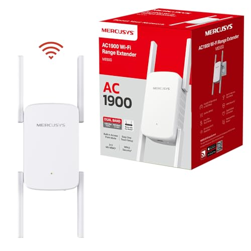 TP-Link Dual-Band WLAN-Repeater AC1900Mbps, Gigabit-Port, WiFi Extender und Access Point, WLAN-Signalverstärker, kompatibel mit Modem-Router, Mercusys ME50G TP-Link Dual-Band WLAN-Repeater AC1900Mbps, Gigabit-Port, WiFi Extender und Access Point, WLAN-Signalverstärker, kompatibel mit Modem-Router, Mercusys ME50G von MERCUSYS