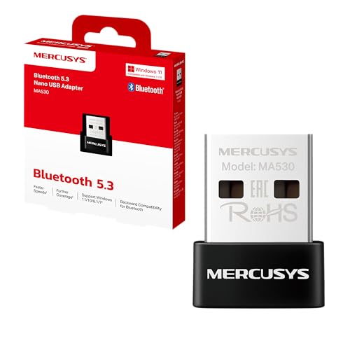 Mercusys MA530 Nano USB Bluetooth 5.3 Adapter Dongle (für PC und Laptop, unterstützt Windows 11/10/8.1/7, Plug & Play für Windows 11/10/8.1) von MERCUSYS