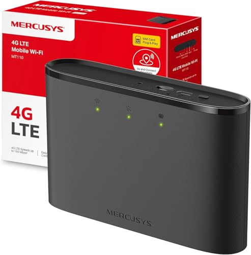 Mercusys Mobiler WLAN Router MT110, tragbares WLAN für unterwegs ohne Vertrag, 4G LTE 150 Mbps, Verbindung mit bis zu 10 Geräten, bis zu 10 Stunden Nutzungsdauer Mercusys Mobiler WLAN Router MT110, tragbares WLAN für unterwegs ohne Vertrag, 4G LTE 150 Mbps, Verbindung mit bis zu 10 Geräten, bis zu 10 Stunden Nutzungsdauer von MERCUSYS