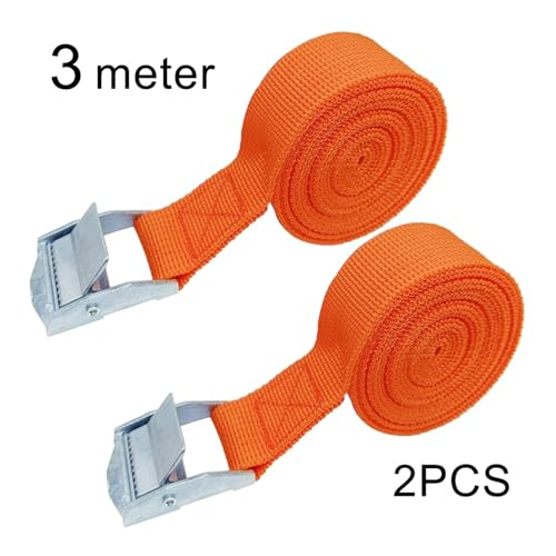 Zurrgurte, 2 Stück 3 Meter Schnallen-Zurrgurte Ladungsgurte for Auto-LKW-Motorrad-Fahrrad-Abschleppseil-Bindegurt Auto-päcktasche Fester Gurt,Logistische Zurrgurte(Orange) von MERHOVO