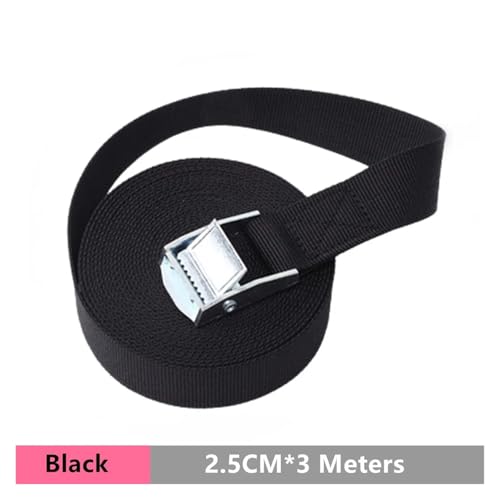 Zurrgurte, Schnallen-Zurrgurt-Gurte for Auto-LKW-Motorrad-Fahrrad-Abschleppseil Starker Ratschen-Bindungsgurt Auto-päck-Gurte,Logistische Zurrgurte(2.5CMx3M Black) von MERHOVO
