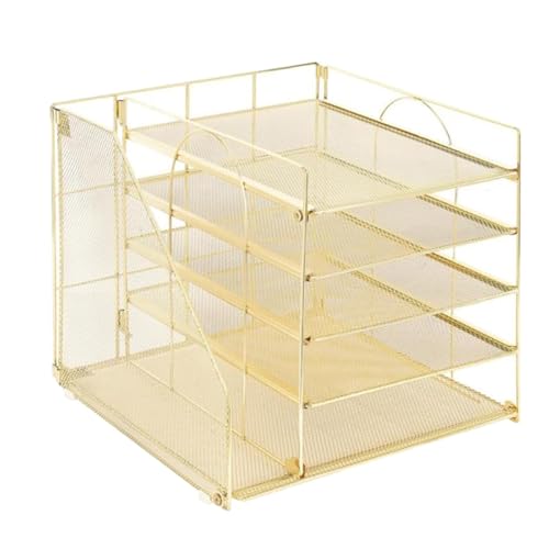 MERIGLARE Schreibtisch Organizer Paper Letter Tably Organizer 5 Tier Desktop Mail -Sortierer für Business Study, Golden von MERIGLARE