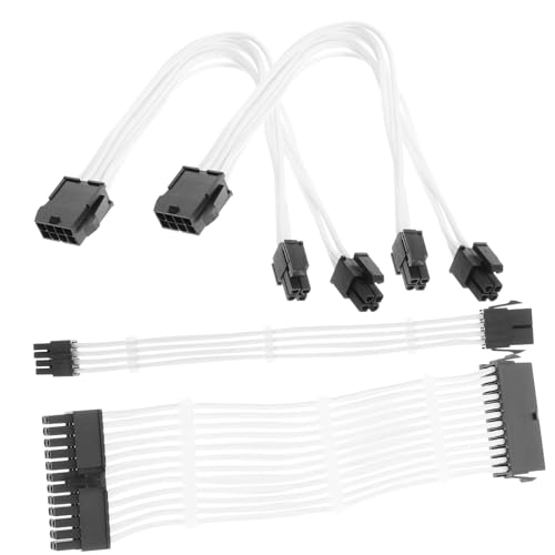 MERRYHAPY Kabelverlängerungsset 24-polig 8-polig 6-polig PC-Stromkabel Kabelverlängerung für ATX-Motherboard Weiß von MERRYHAPY