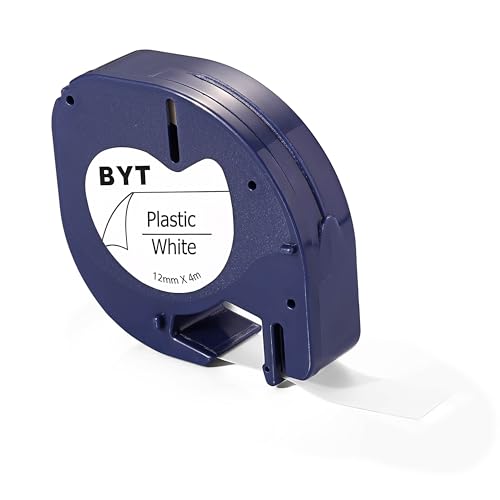 MERUYOO Kompatibel mit Dymo Letratag Etikettenband 12mm x 4m, Kompatibles Dymo Etikettenband aus Kunststoff in Weiß, Schriftband für Dymo Letratag LT-100H XR LT-100T 200B (1) von MERUYOO