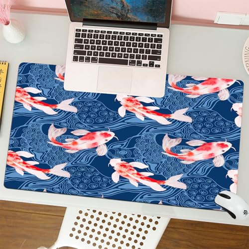 MESHIZIY Mauspad (400 × 750 MM) Verlängertes großes Mauspad Schreibtischauflage, rutschfeste Gummibasis, Gaming-Mauspad XLAsiatische Unterwasser Koi Fisch Frühling Natur Karpfen von asiatischen Tei von MESHIZIY