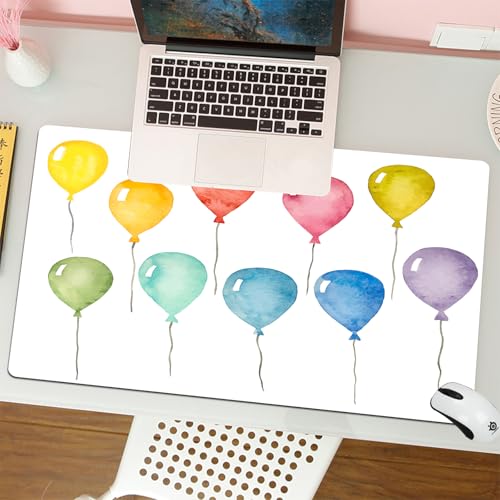 MESHIZIY Mauspad (400 × 750 MM) Verlängertes großes Mauspad Schreibtischauflage, rutschfeste Gummibasis, Gaming-Mauspad XLBunte Luftballons Party Alles Gute zum Geburtstag Feier Festliche Themen Aq von MESHIZIY