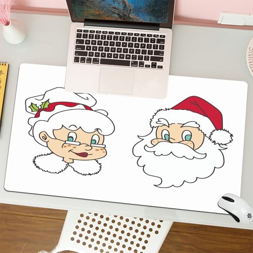 MESHIZIY Mauspad (400 × 750 MM) Verlängertes großes Mauspad Schreibtischauflage, rutschfeste Gummibasis, Gaming-Mauspad XLCartoon-Weihnachtsmann und Cartoon-Weihnachtsfrau von MESHIZIY