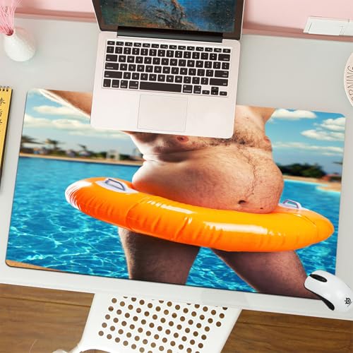 MESHIZIY Mauspad (400 × 750 MM) Verlängertes großes Mauspad Schreibtischauflage, rutschfeste Gummibasis, Gaming-Mauspad XLErwachsener Mann am Strand von MESHIZIY