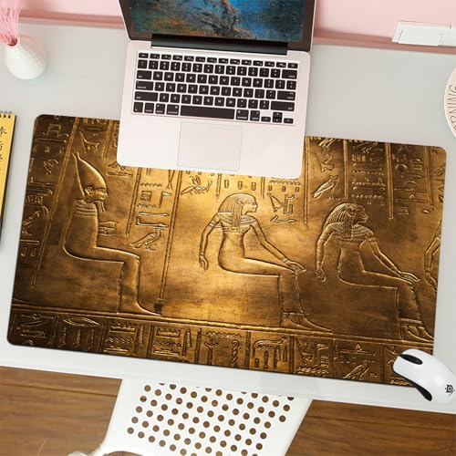 MESHIZIY Mauspad (400 × 750 MM) Verlängertes großes Mauspad Schreibtischauflage, rutschfeste Gummibasis, Gaming-Mauspad XLFlachrelief von Ramses II. und Seth im Großen Tempel von Abu Simbel von MESHIZIY
