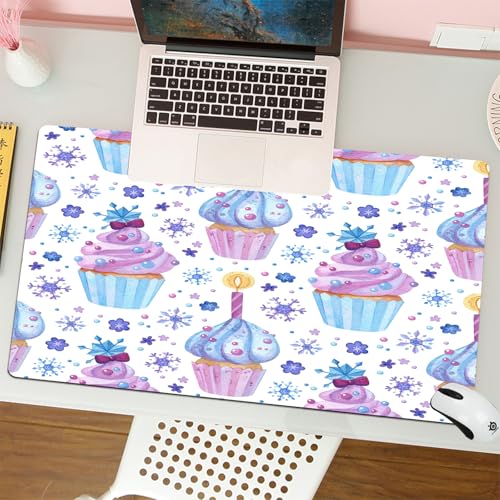 MESHIZIY Mauspad (400 × 750 MM) Verlängertes großes Mauspad Schreibtischauflage, rutschfeste Gummibasis, Gaming-Mauspad XLGeburtstags-Cupcakes, Gefrorene Süßigkeiten, EIS und Schneeflocken. Rosa un von MESHIZIY