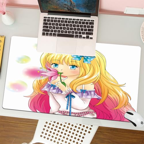 MESHIZIY Mauspad (400 × 750 MM) Verlängertes großes Mauspad Schreibtischauflage, rutschfeste Gummibasis, Gaming-Mauspad XLNiedliches Fantasy-Mädchen bläst Seifenblasen aus einem Blumenmuster im jap von MESHIZIY