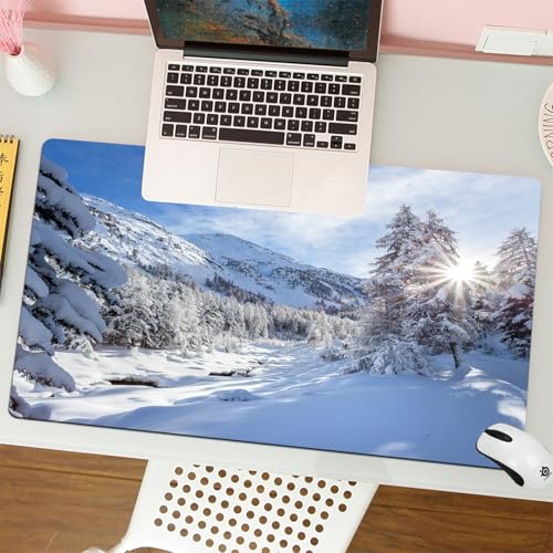 MESHIZIY Mauspad (400 × 750 MM) Verlängertes großes Mauspad Schreibtischauflage, rutschfeste Gummibasis, Gaming-Mauspad XLSchöne Winterlandschaft Schneeberglandschaft von MESHIZIY