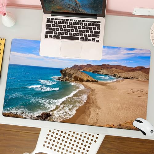 MESHIZIY Mauspad (400 × 750 MM) Verlängertes großes Mauspad Schreibtischauflage, rutschfeste Gummibasis, Gaming-Mauspad XLStrand Almeria Playa del Monsul am Cabo de Gata in Spanien von MESHIZIY