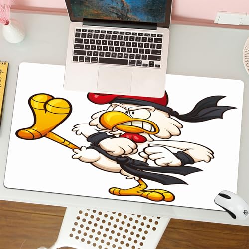 MESHIZIY Mauspad (400 × 750 MM) Verlängertes großes Mauspad Schreibtischauflage, rutschfeste Gummibasis, Gaming-Mauspad XLWütendes Cartoon-Huhn. Vektor-rt-Illustration mit einfachen Farbverläufen. von MESHIZIY