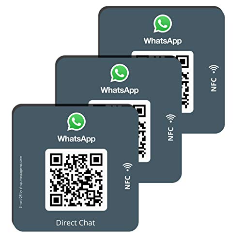 3x WhatsApp-Aufkleber für Ihr Unternehmen | MultiAccess mit QR und NFC | Mehrsprachig | Langlebige Premium-Materialien | im Schaufenster zu installieren, Vitrine Ihres Ladens von MESSAGENES