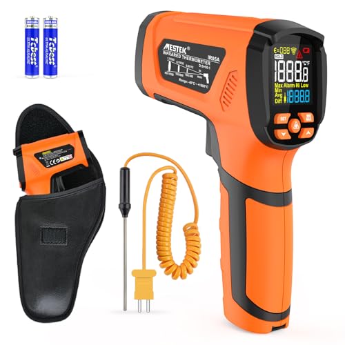 Infrarot Thermometer MESTEK -40°C bis 1600℃ Hochtemperatur Digital Laser Temperaturmessgerät mit K-Sonde IR Pyrometer Berührungslos LCD Alarm Einstellbarer Emissionsgrad für Küche Industrie Infrarot Thermometer MESTEK -40°C bis 1600℃ Hochtemperatur Digital Laser Temperaturmessgerät mit K-Sonde IR Pyrometer Berührungslos LCD Alarm Einstellbarer Emissionsgrad für Küche Industrie von MESTEK