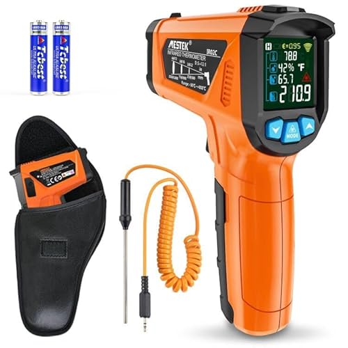 Infrarot Thermometer MESTEK Digital Laser Temperaturmessgerät mit K-Sonde IR Pyrometer -50°C bis 800°C Berührungslos Farbe LCD Alarm Einstellbarer Emissionsgrad für Küche Backen Industrie Infrarot Thermometer MESTEK Digital Laser Temperaturmessgerät mit K-Sonde IR Pyrometer -50°C bis 800°C Berührungslos Farbe LCD Alarm Einstellbarer Emissionsgrad für Küche Backen Industrie von MESTEK