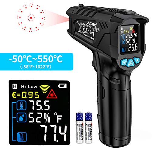 Infrarot Thermometer MESTEK Laser Thermometer Digital Temperaturmessgerät IR Pyrometer Gun -50°C ~ 550°C Berührungslos mit Farbe lcd Einstellbarer Emissionsgrad Küche Barbecue Gefrierschrank Industrie von MESTEK