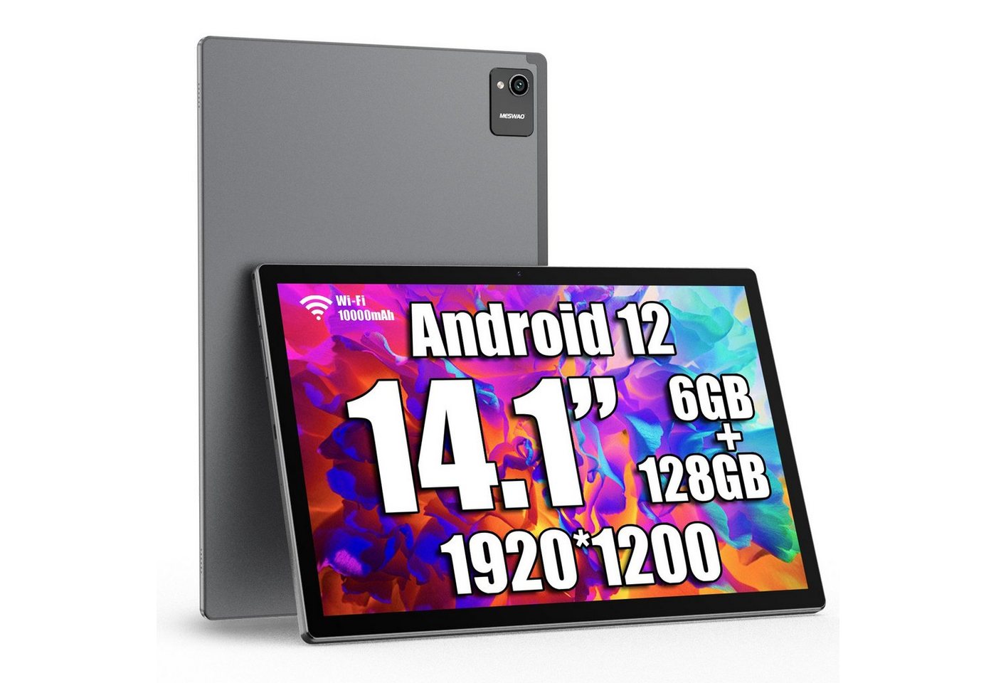 MESWAO 14-Zoll Android 12 Tablet mit 1920 * 1200 IPS HD Großes Display Tablet (14, 128 GB, WIFI-Version, unterstützt keine SIM-Karte)" von MESWAO