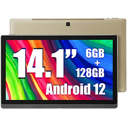 MESWAO Tablet 14.1 Inch Android 12 Tablet with 1920 x 1080 IPS HD Großes Display, 6GB/128GB, 512G-Expandieren, Bluetooth 5.0, und 10000mAh Akku - Ideal für Produktivität, Unterhaltung und Bildung von MESWAO