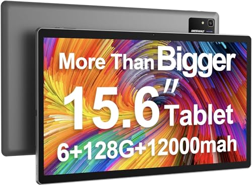 MESWAO Tablet 15.6 Zoll, Android 13 Tablet mit 1920 * 1080 IPS HD Großes Display, 6GB/128GB, Bluetooth, WiFi, und 12000mAh Akku - Ideal für Produktivität, Unterhaltung und Bildung von MESWAO
